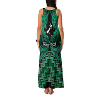 Personalised Aotearoa Matariki Family Matching Tank Maxi Dress and Hawaiian Shirt Green Fern Maori Poutama LT01 - Polynesian Pride