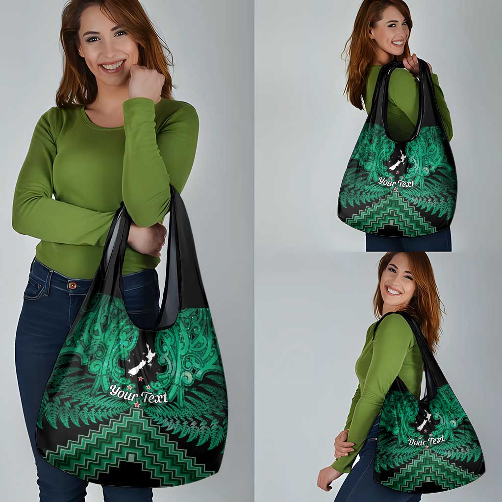 Personalised Aotearoa Matariki Grocery Bag Green Fern Maori Poutama LT01 - Polynesian Pride