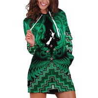 Personalised Aotearoa Matariki Hoodie Dress Green Fern Maori Poutama LT01 Green - Polynesian Pride
