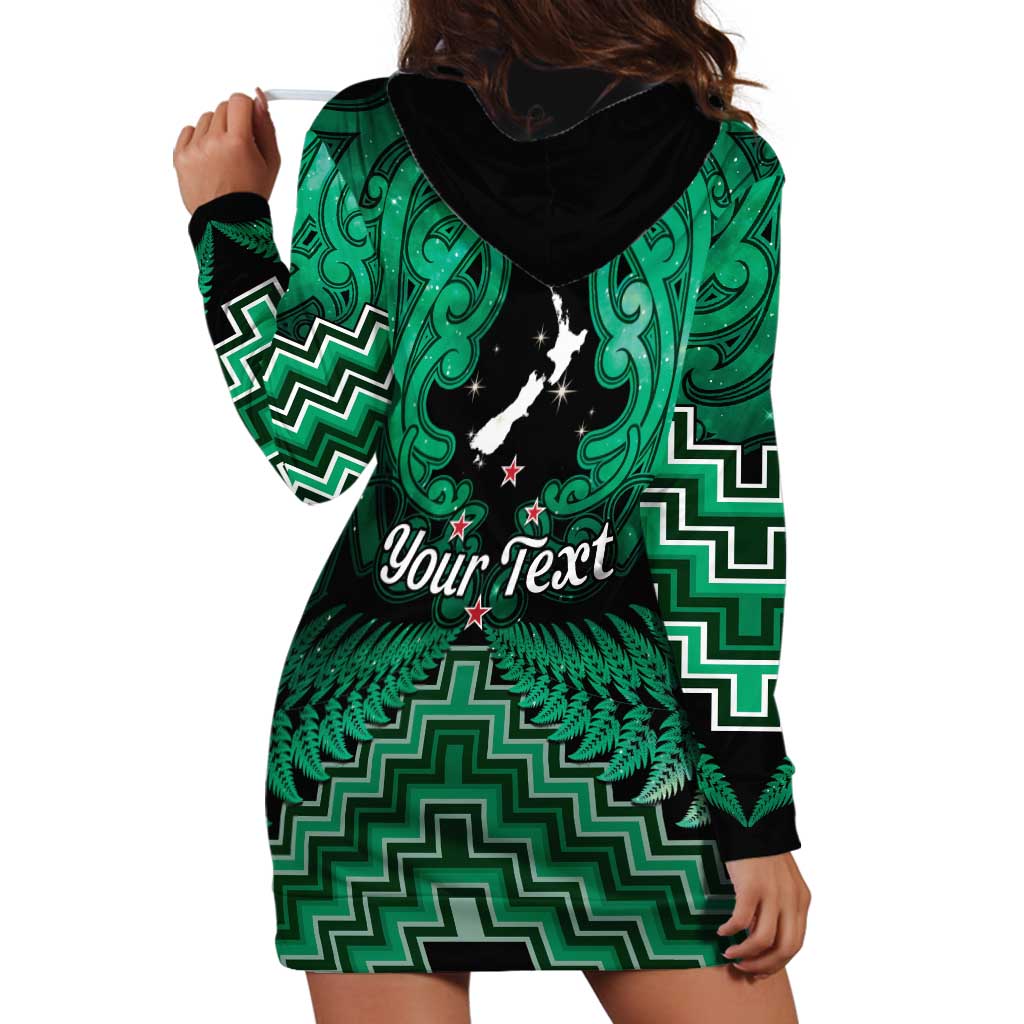 Personalised Aotearoa Matariki Hoodie Dress Green Fern Maori Poutama LT01 - Polynesian Pride