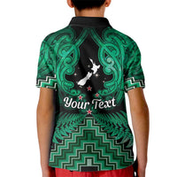 Personalised Aotearoa Matariki Kid Polo Shirt Green Fern Maori Poutama