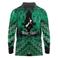 Personalised Aotearoa Matariki Long Sleeve Polo Shirt Green Fern Maori Poutama LT01 - Polynesian Pride
