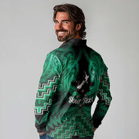 Personalised Aotearoa Matariki Long Sleeve Polo Shirt Green Fern Maori Poutama LT01 - Polynesian Pride
