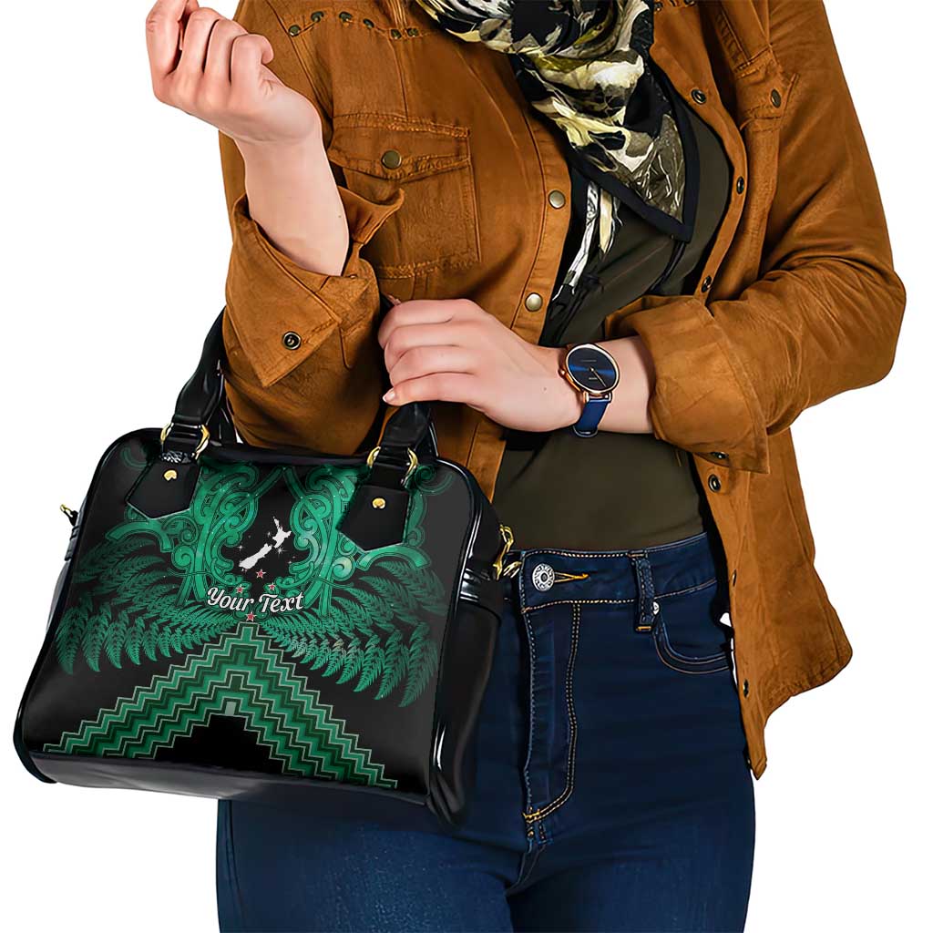 Personalised Aotearoa Matariki Shoulder Handbag Green Fern Maori Poutama