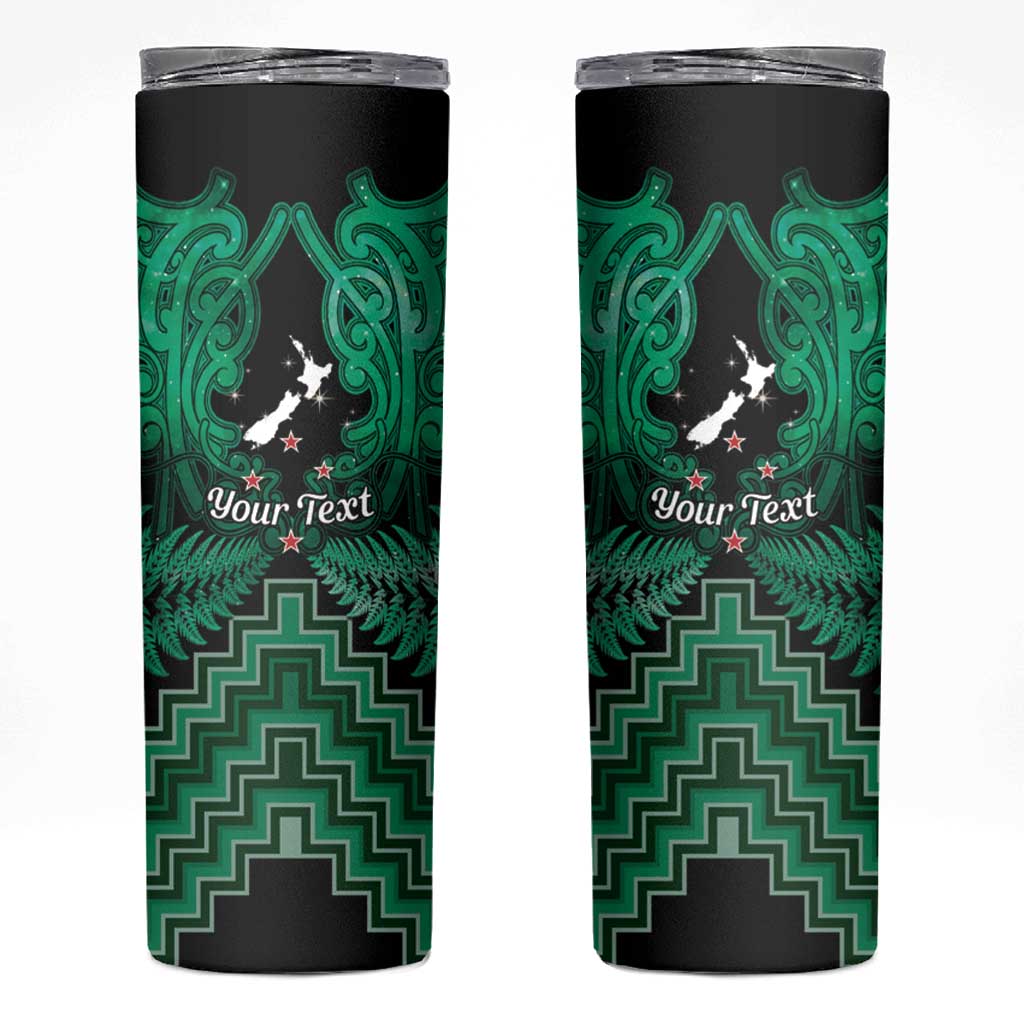 Personalised Aotearoa Matariki Skinny Tumbler Green Fern Maori Poutama LT01 Green - Polynesian Pride