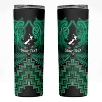 Personalised Aotearoa Matariki Skinny Tumbler Green Fern Maori Poutama LT01 Green - Polynesian Pride