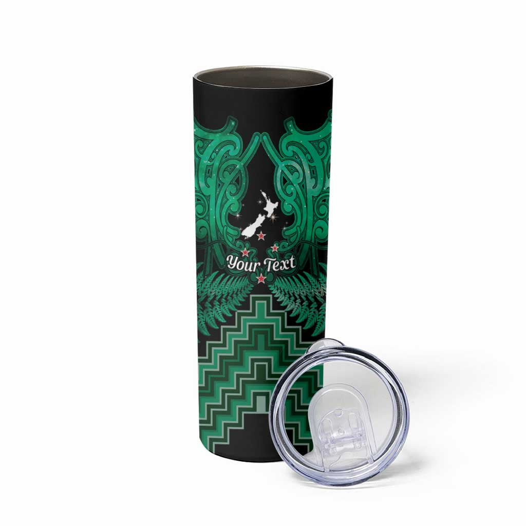 Personalised Aotearoa Matariki Skinny Tumbler Green Fern Maori Poutama LT01 - Polynesian Pride