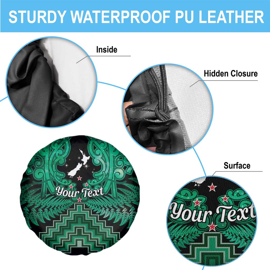 Personalised Aotearoa Matariki Spare Tire Cover Green Fern Maori Poutama