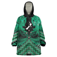Personalised Aotearoa Matariki Wearable Blanket Hoodie Green Fern Maori Poutama LT01 One Size Green - Polynesian Pride