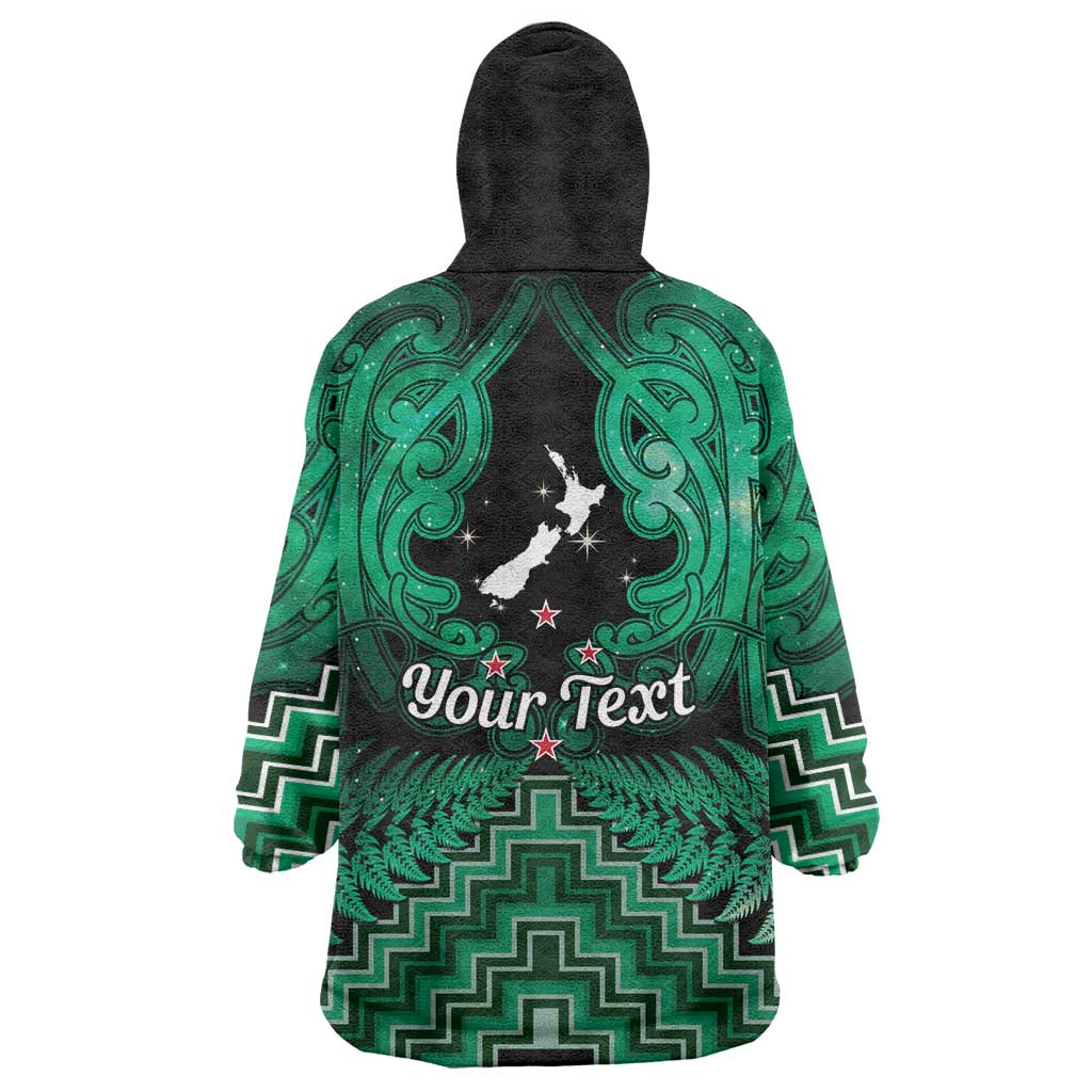 Personalised Aotearoa Matariki Wearable Blanket Hoodie Green Fern Maori Poutama LT01 - Polynesian Pride