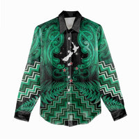 Personalised Aotearoa Matariki Women Casual Shirt Green Fern Maori Poutama LT01 - Polynesian Pride