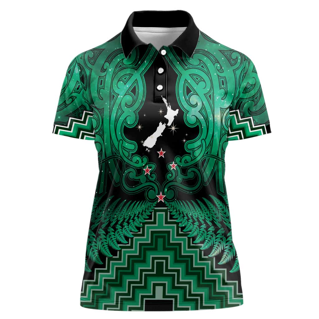 Personalised Aotearoa Matariki Women Polo Shirt Green Fern Maori Poutama LT01 Female Green - Polynesian Pride