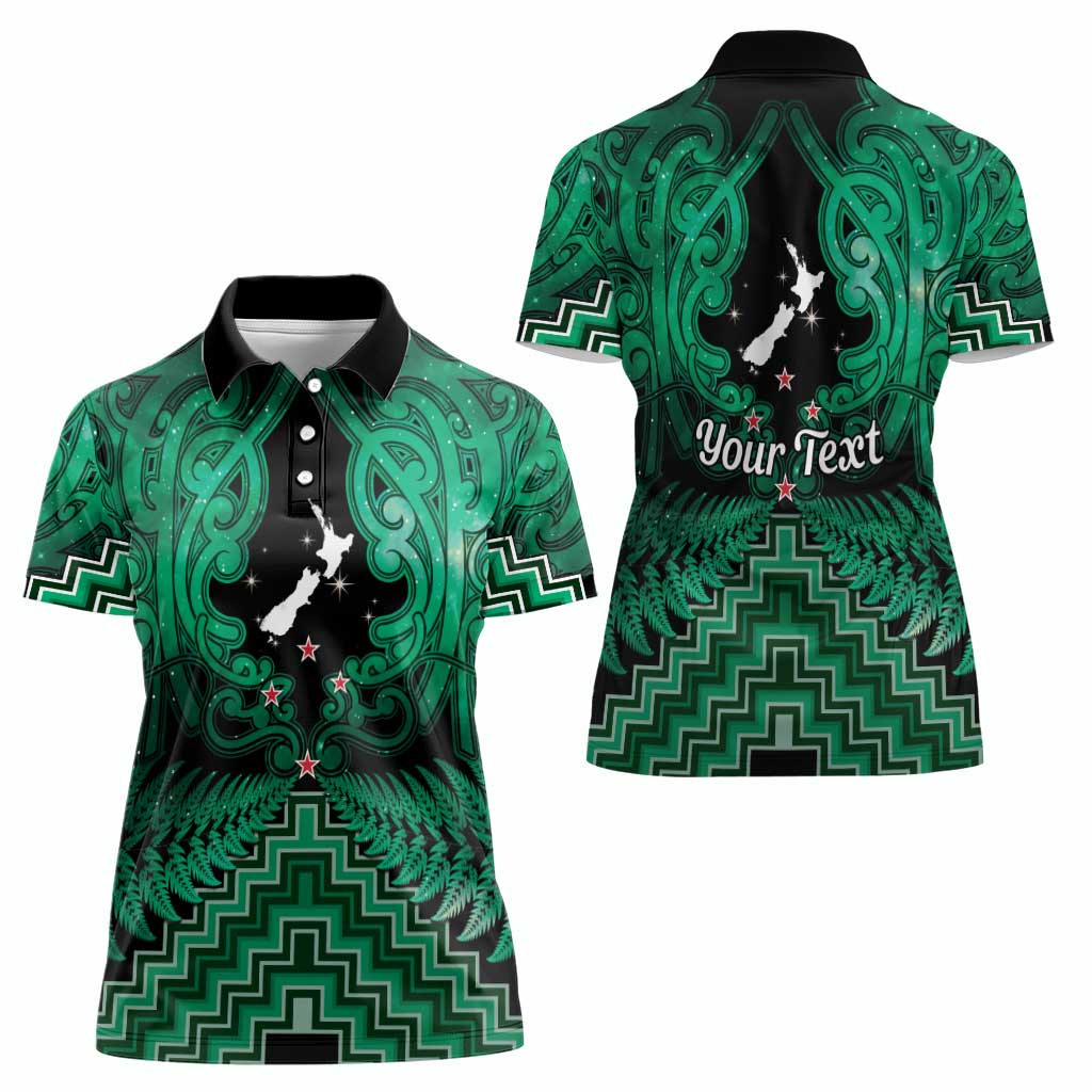 Personalised Aotearoa Matariki Women Polo Shirt Green Fern Maori Poutama LT01 - Polynesian Pride
