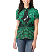 Personalised Aotearoa Matariki Women Polo Shirt Green Fern Maori Poutama LT01 - Polynesian Pride