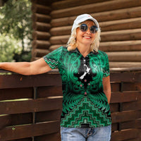 Personalised Aotearoa Matariki Women Polo Shirt Green Fern Maori Poutama LT01 - Polynesian Pride