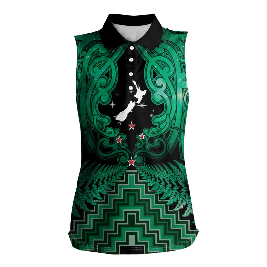 Personalised Aotearoa Matariki Women Sleeveless Polo Shirt Green Fern Maori Poutama LT01 Female Green - Polynesian Pride