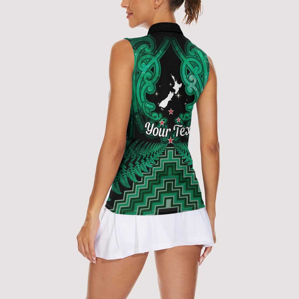 Personalised Aotearoa Matariki Women Sleeveless Polo Shirt Green Fern Maori Poutama LT01 - Polynesian Pride