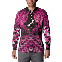 Personalised Aotearoa Matariki Button Sweatshirt Pink Fern Maori Poutama