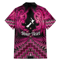 Personalised Aotearoa Matariki Family Matching Off Shoulder Maxi Dress and Hawaiian Shirt Pink Fern Maori Poutama LT01 - Polynesian Pride