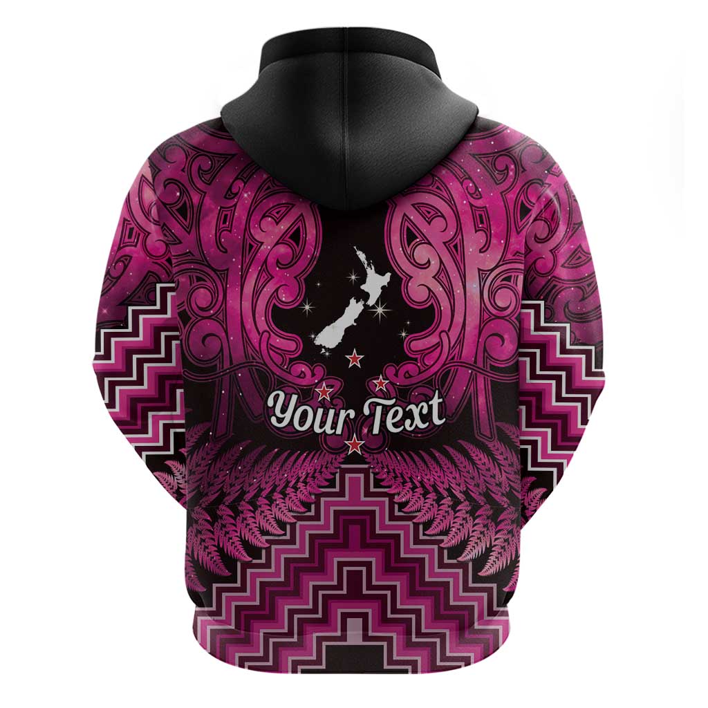 Personalised Aotearoa Matariki Hoodie Pink Fern Maori Poutama
