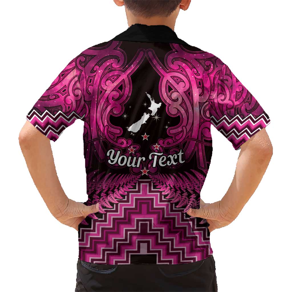 Personalised Aotearoa Matariki Kid Hawaiian Shirt Pink Fern Maori Poutama