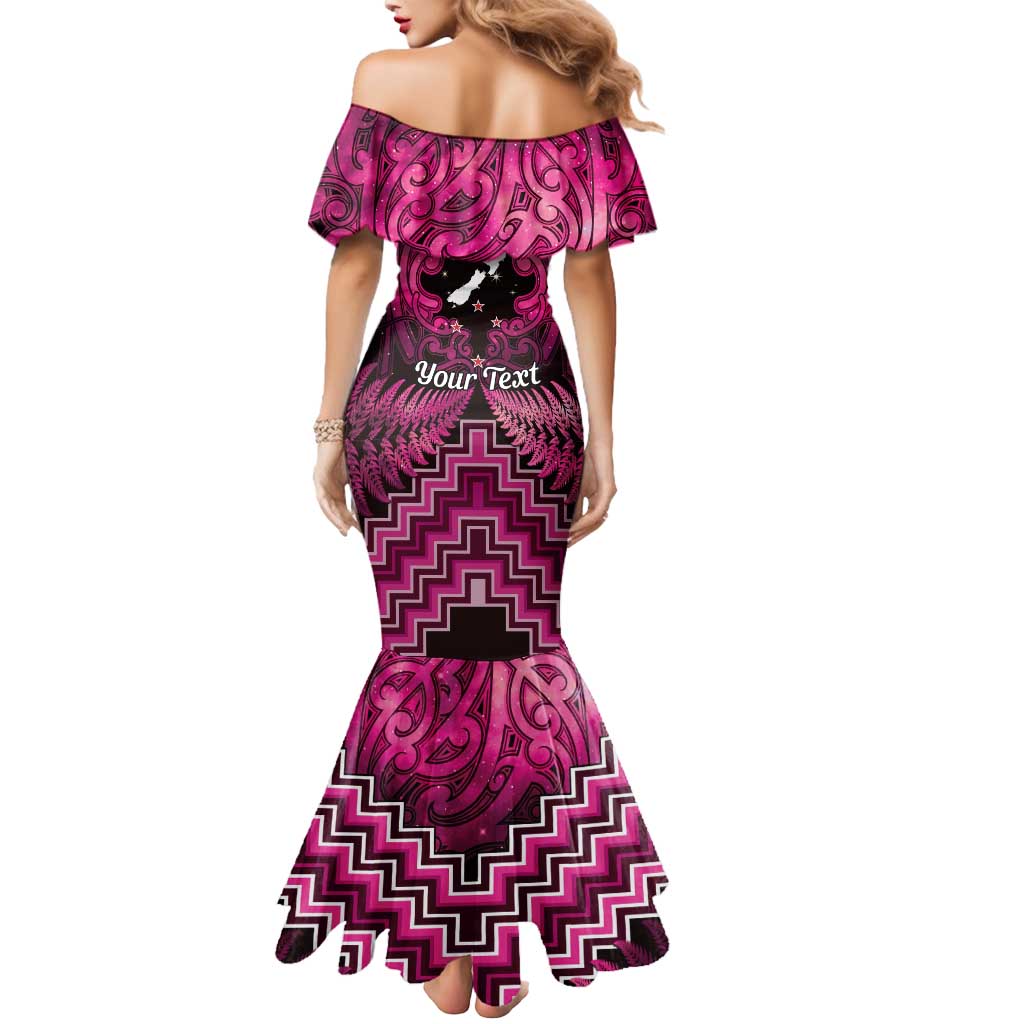 Personalised Aotearoa Matariki Mermaid Dress Pink Fern Maori Poutama LT01 - Polynesian Pride