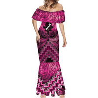 Personalised Aotearoa Matariki Mermaid Dress Pink Fern Maori Poutama LT01 - Polynesian Pride