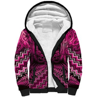 Personalised Aotearoa Matariki Sherpa Hoodie Pink Fern Maori Poutama LT01 Unisex Pink - Polynesian Pride