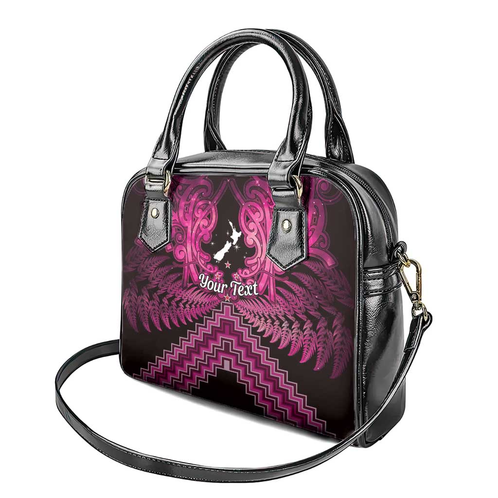 Personalised Aotearoa Matariki Shoulder Handbag Pink Fern Maori Poutama