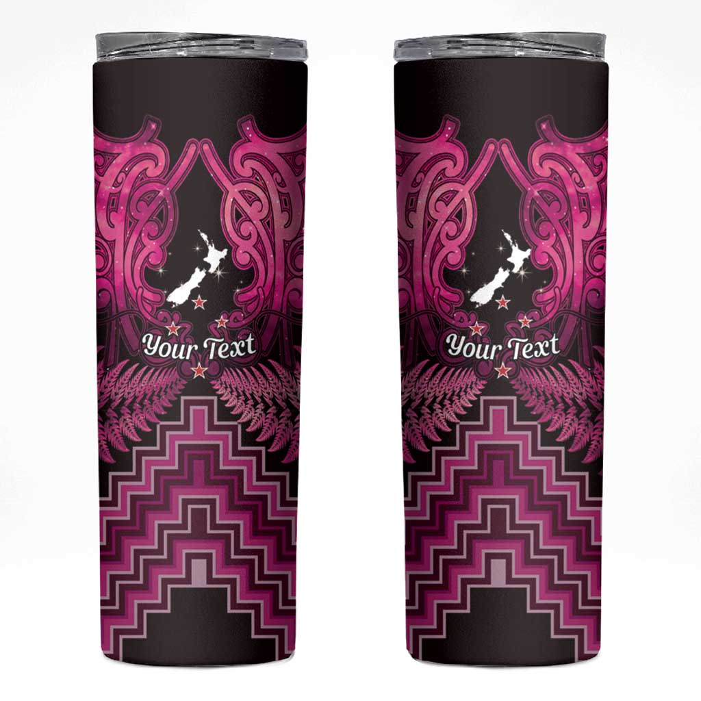 Personalised Aotearoa Matariki Skinny Tumbler Pink Fern Maori Poutama LT01 Pink - Polynesian Pride