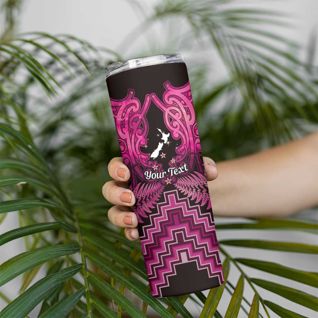 Personalised Aotearoa Matariki Skinny Tumbler Pink Fern Maori Poutama LT01 - Polynesian Pride