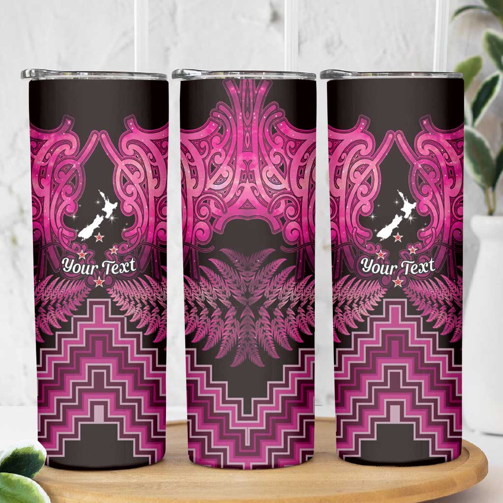 Personalised Aotearoa Matariki Skinny Tumbler Pink Fern Maori Poutama LT01 - Polynesian Pride