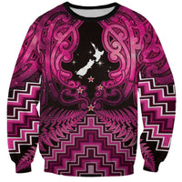 Personalised Aotearoa Matariki Sweatshirt Pink Fern Maori Poutama