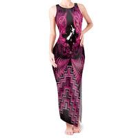 Personalised Aotearoa Matariki Tank Maxi Dress Pink Fern Maori Poutama