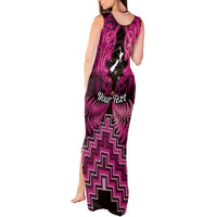 Personalised Aotearoa Matariki Tank Maxi Dress Pink Fern Maori Poutama