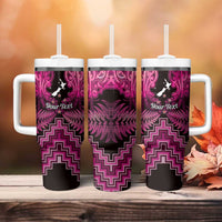 Personalised Aotearoa Matariki Tumbler With Handle Pink Fern Maori Poutama