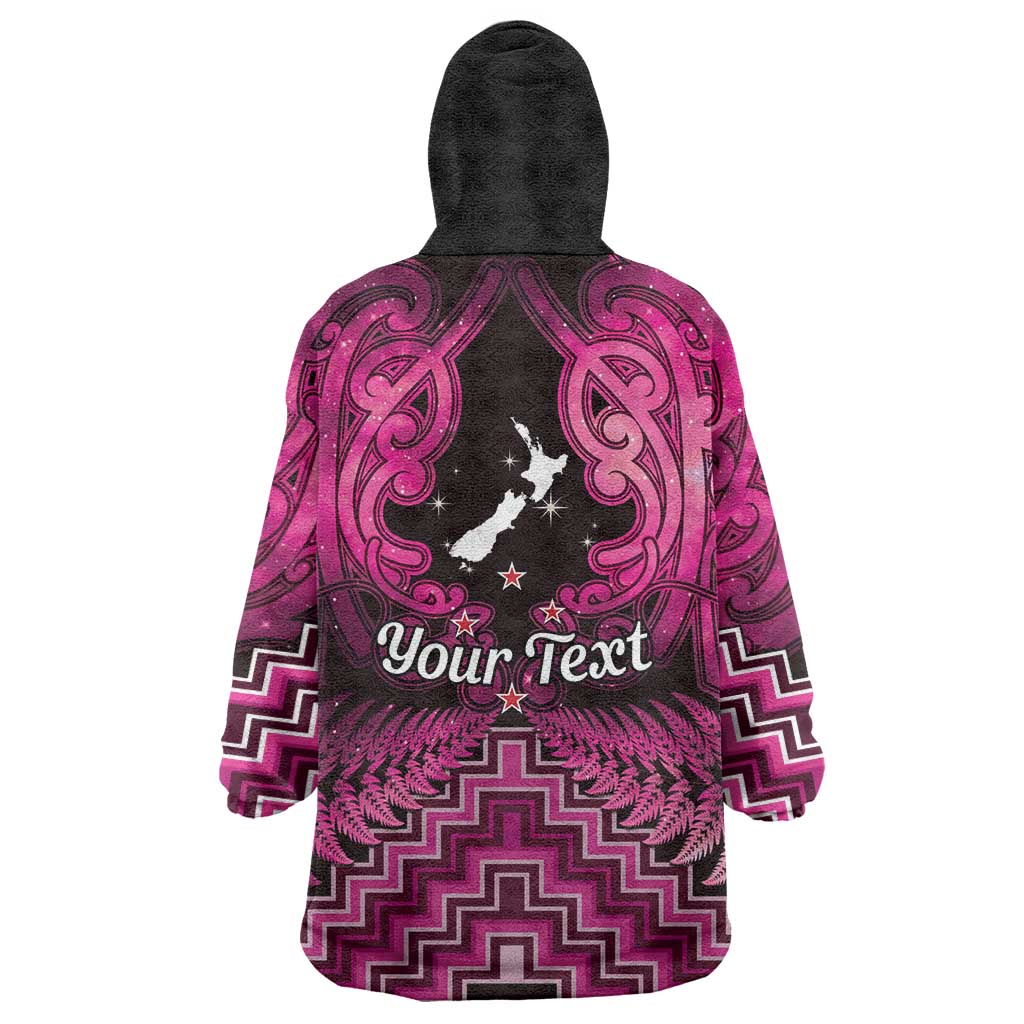 Personalised Aotearoa Matariki Wearable Blanket Hoodie Pink Fern Maori Poutama LT01 - Polynesian Pride