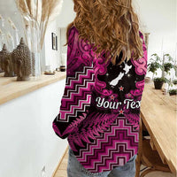 Personalised Aotearoa Matariki Women Casual Shirt Pink Fern Maori Poutama LT01 - Polynesian Pride