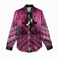 Personalised Aotearoa Matariki Women Casual Shirt Pink Fern Maori Poutama LT01 - Polynesian Pride
