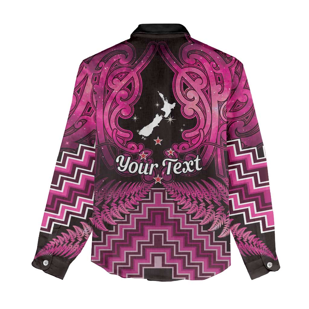 Personalised Aotearoa Matariki Women Casual Shirt Pink Fern Maori Poutama LT01 - Polynesian Pride