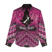 Personalised Aotearoa Matariki Women Casual Shirt Pink Fern Maori Poutama LT01 - Polynesian Pride