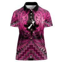 Personalised Aotearoa Matariki Women Polo Shirt Pink Fern Maori Poutama LT01 Female Pink - Polynesian Pride