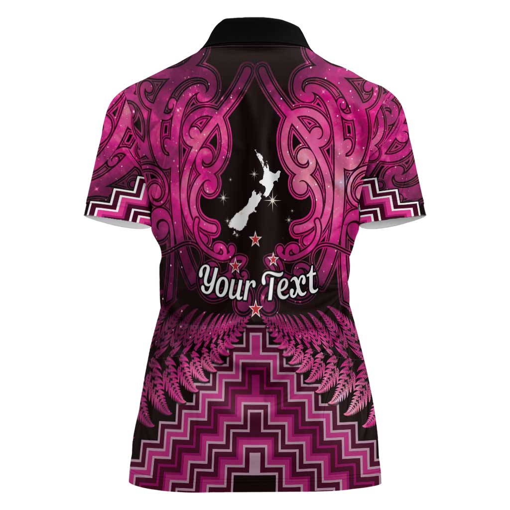 Personalised Aotearoa Matariki Women Polo Shirt Pink Fern Maori Poutama LT01 - Polynesian Pride