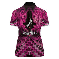 Personalised Aotearoa Matariki Women Polo Shirt Pink Fern Maori Poutama LT01 - Polynesian Pride
