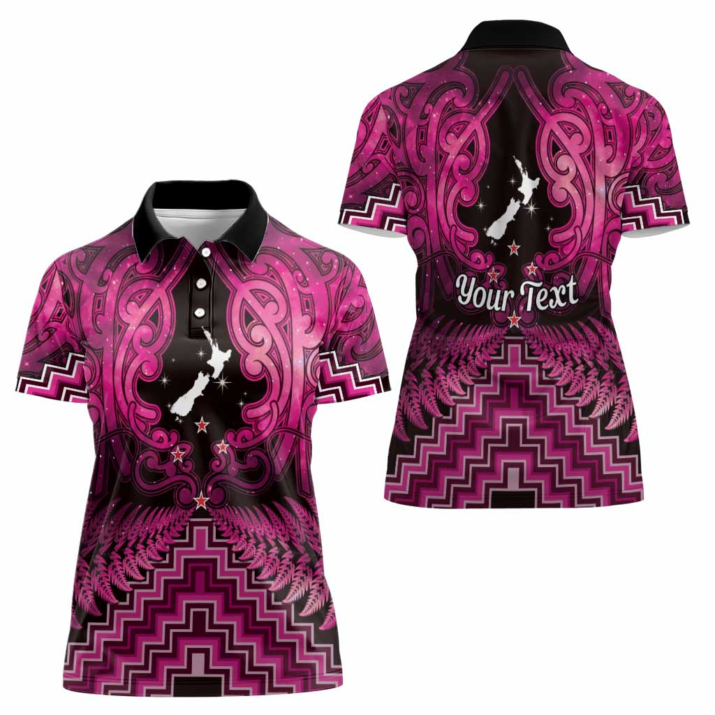 Personalised Aotearoa Matariki Women Polo Shirt Pink Fern Maori Poutama LT01 - Polynesian Pride