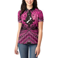 Personalised Aotearoa Matariki Women Polo Shirt Pink Fern Maori Poutama LT01 - Polynesian Pride