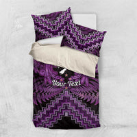 Personalised Aotearoa Matariki Bedding Set Purple Fern Maori Poutama