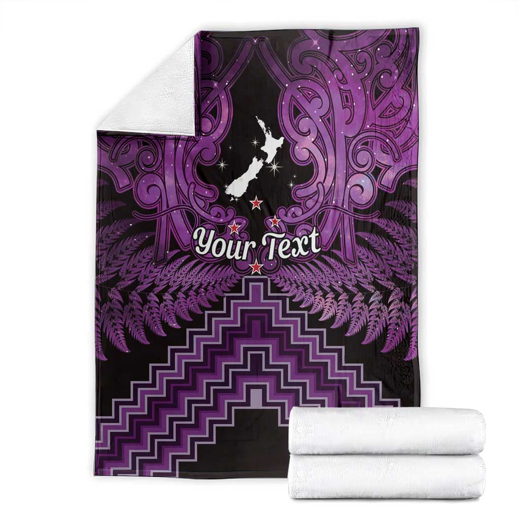 Personalised Aotearoa Matariki Blanket Purple Fern Maori Poutama