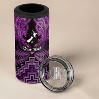 Personalised Aotearoa Matariki 4 in 1 Can Cooler Tumbler Purple Fern Maori Poutama LT01 - Polynesian Pride