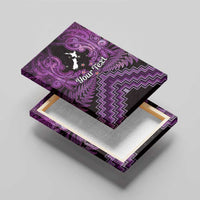 Personalised Aotearoa Matariki Canvas Wall Art Purple Fern Maori Poutama